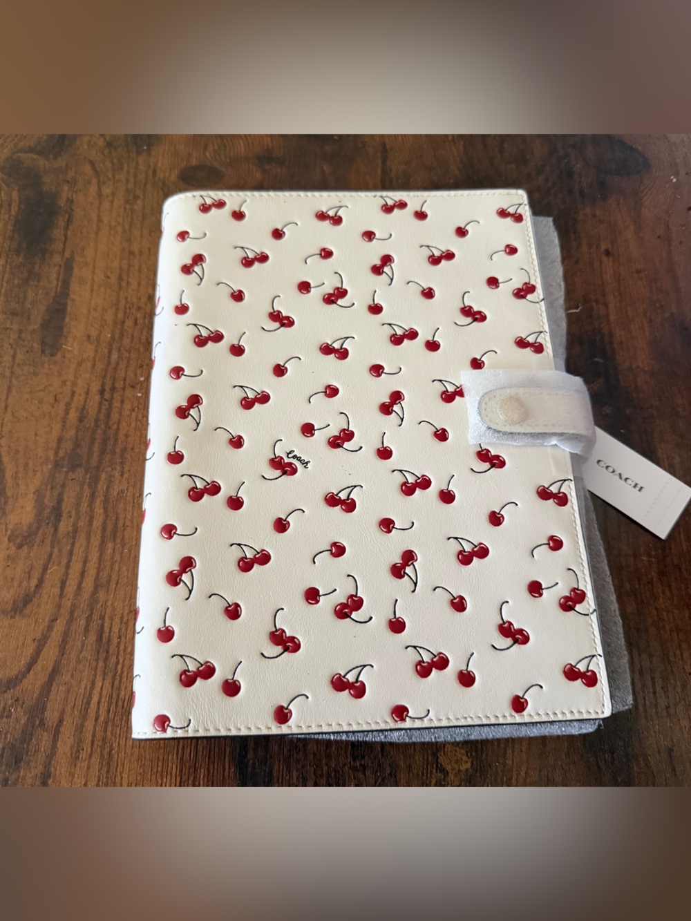 Cherry Print Coach Notebook - Red Cherries on Cream - Picture 3 of 3